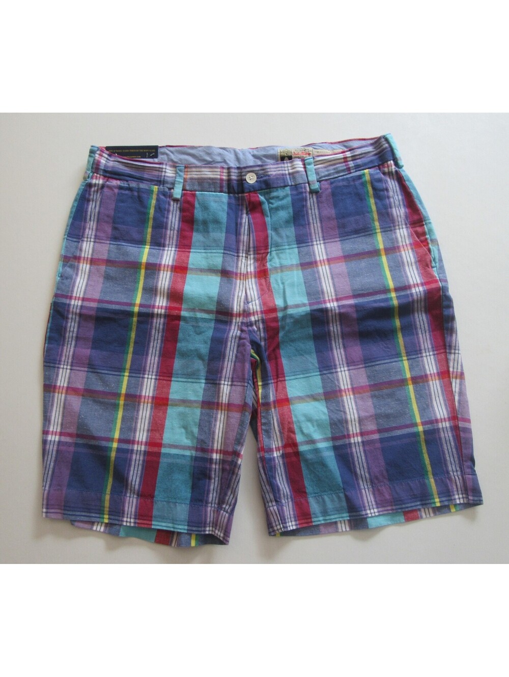 Polo Ralph Lauren Mens India Madras Shorts Blue Multicolor Plaid Y2K Size 34 NWT